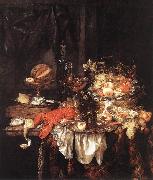 BEYEREN, Abraham van Banquet Still-Life with a Mouse fdg oil painting artist